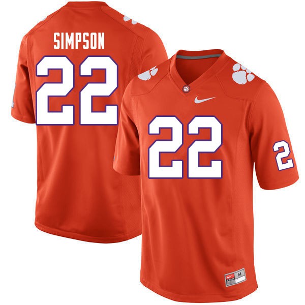 Men's Clemson Tigers #22 Trenton Simpson Orange College Stitched Football Jersey
